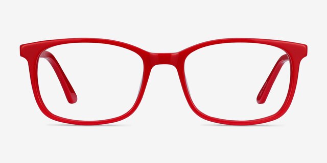 Equality Red AcetateEyeglass Frames from EyeBuyDirect, Front View