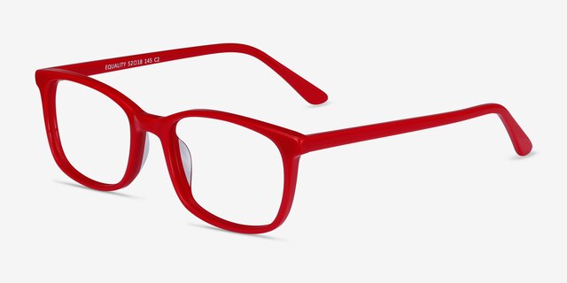Equality Red AcetateEyeglass Frames from EyeBuyDirect, Angle View