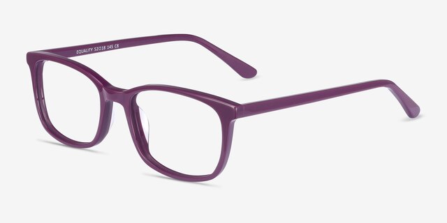 Equality Purple AcetateEyeglass Frames from EyeBuyDirect, Angle View