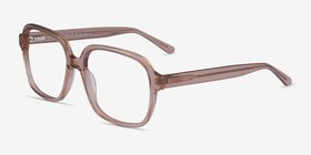 Tompkins Clear Brown Acétate Montures de lunettes de vue d'EyeBuyDirect, Vue d'Angle