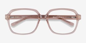 Tompkins Clear Brown Acétate Montures de lunettes de vue d'EyeBuyDirect, Vue Rapprochée