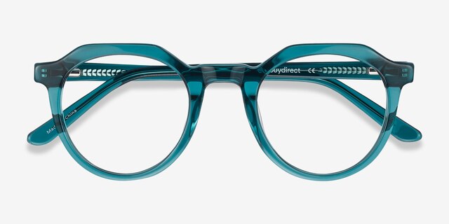 Mikoto Teal AcetateEyeglass Frames from EyeBuyDirect, Closed View