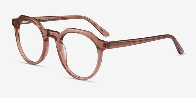 Mikoto Clear Brown AcetateEyeglass Frames from EyeBuyDirect, Angle View