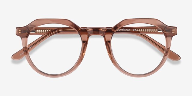 Mikoto Clear Brown AcetateEyeglass Frames from EyeBuyDirect, Closed View