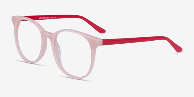 Solveig Pink & Red AcetateEyeglass Frames from EyeBuyDirect, Angle View