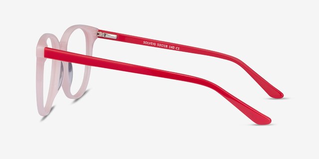 Solveig Pink & Red AcetateEyeglass Frames from EyeBuyDirect, Side View