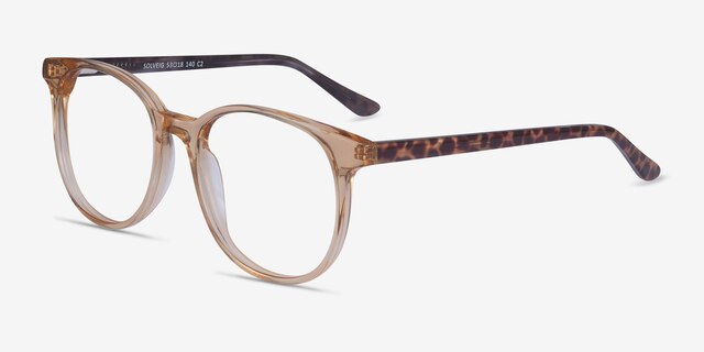 Solveig Clear Brown AcetateEyeglass Frames from EyeBuyDirect, Angle View