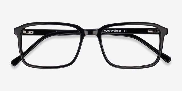 Rafferty Noir AcétateMontures de lunettes de vue d'EyeBuyDirect, Vue Rapprochée