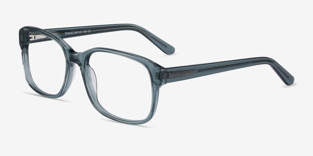 Tobias Clear Gray AcétateMontures de lunettes de vue d'EyeBuyDirect, Vue d'Angle