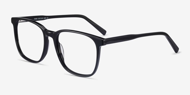 Finn Noir AcétateMontures de lunettes de vue d'EyeBuyDirect, Vue d'Angle