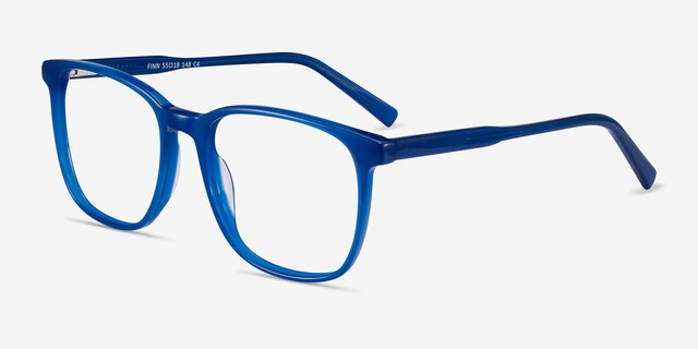 Finn Bleu AcétateMontures de lunettes de vue d'EyeBuyDirect, Vue d'Angle