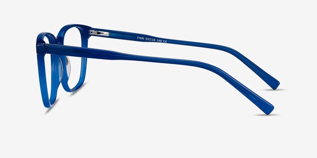 Finn Bleu AcétateMontures de lunettes de vue d'EyeBuyDirect, Vue de Côté