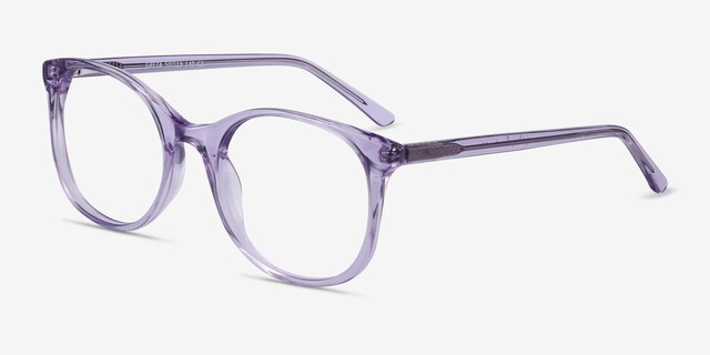 Greta Clear Purple AcétateMontures de lunettes de vue d'EyeBuyDirect, Vue d'Angle