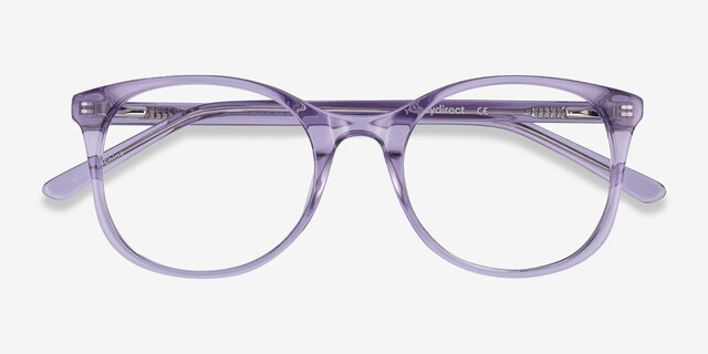 Greta Clear Purple AcétateMontures de lunettes de vue d'EyeBuyDirect, Vue Rapprochée