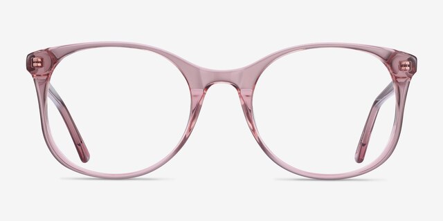 Greta Clear Pink AcetateEyeglass Frames from EyeBuyDirect, Front View