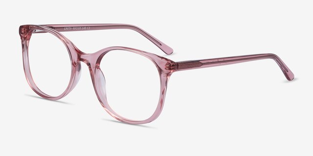 Greta Clear Pink AcetateEyeglass Frames from EyeBuyDirect, Angle View