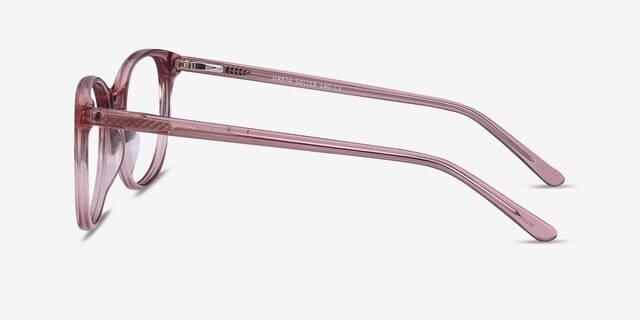 Greta Clear Pink AcetateEyeglass Frames from EyeBuyDirect, Side View