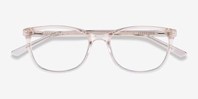 Lena Clear Beige Acétate Montures de lunettes de vue d'EyeBuyDirect, Vue Rapprochée
