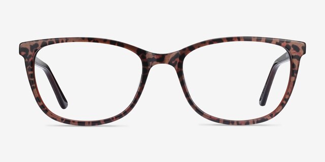 Lena Léopard AcétateMontures de lunettes de vue d'EyeBuyDirect, Vue de Face