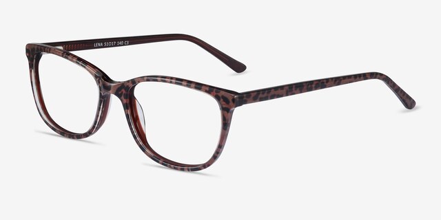 Lena Léopard AcétateMontures de lunettes de vue d'EyeBuyDirect, Vue d'Angle