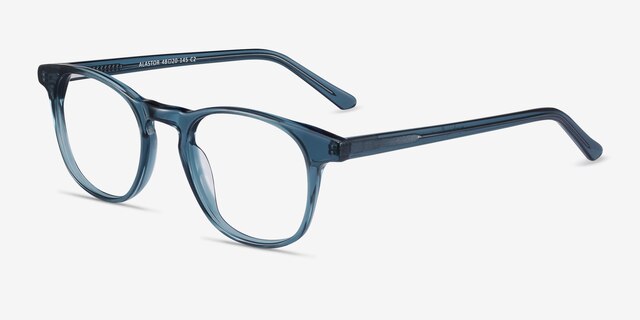 Alastor Blue AcetateEyeglass Frames from EyeBuyDirect, Angle View