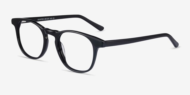 Alastor Black AcetateEyeglass Frames from EyeBuyDirect, Angle View