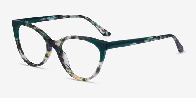 Dorset Green Tortoise AcétateMontures de lunettes de vue d'EyeBuyDirect, Vue d'Angle
