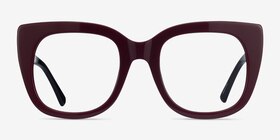 Unique Burgundy & Black Acétate Montures de lunettes de vue d'EyeBuyDirect, Vue de Face