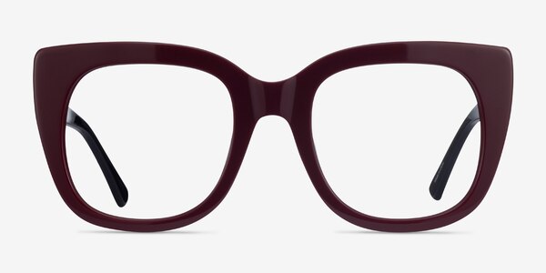 Unique Burgundy & Black Acétate Montures de lunettes de vue