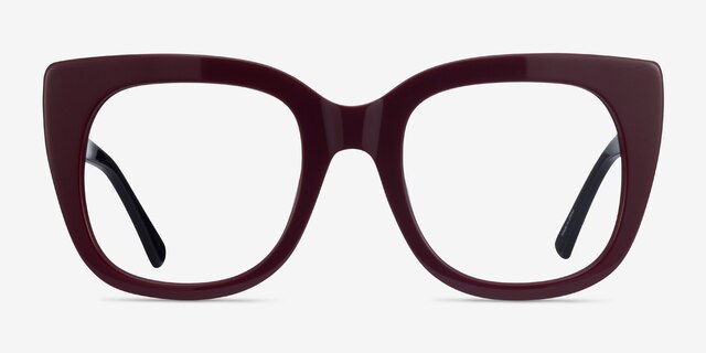 Unique Burgundy & Black AcetateEyeglass Frames from EyeBuyDirect, Front View