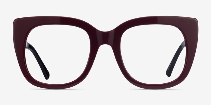 Unique Burgundy & Black Acetate Eyeglass Frames from EyeBuyDirect