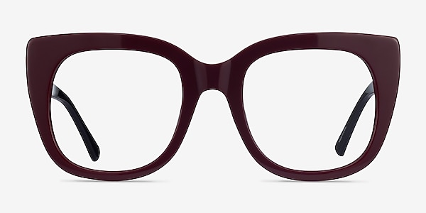 Unique Burgundy & Black Acetate Eyeglass Frames