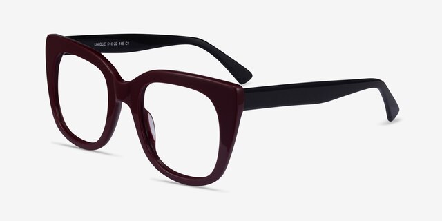 Unique Burgundy & Black AcetateEyeglass Frames from EyeBuyDirect, Angle View