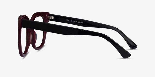 Unique Burgundy & Black AcetateEyeglass Frames from EyeBuyDirect, Side View