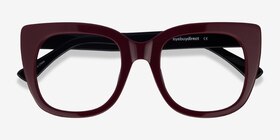 Unique Burgundy & Black Acétate Montures de lunettes de vue d'EyeBuyDirect, Vue Rapprochée