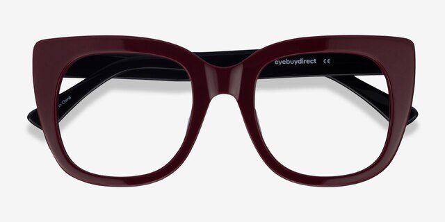 Unique Burgundy & Black AcetateEyeglass Frames from EyeBuyDirect, Closed View