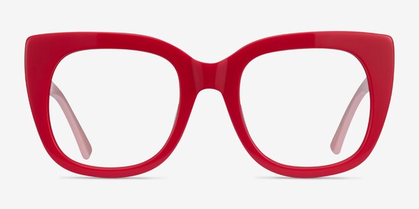 Unique Red & Pink Acétate Montures de lunettes de vue