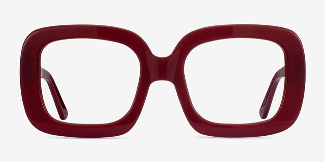 Gloria Burgundy AcétateMontures de lunettes de vue d'EyeBuyDirect, Vue de Face