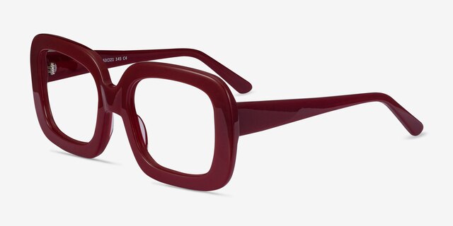 Gloria Burgundy AcétateMontures de lunettes de vue d'EyeBuyDirect, Vue d'Angle