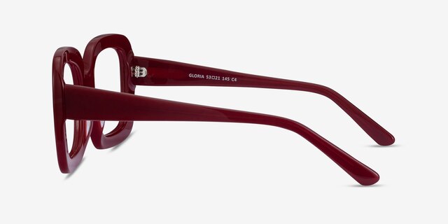 Gloria Burgundy AcétateMontures de lunettes de vue d'EyeBuyDirect, Vue de Côté