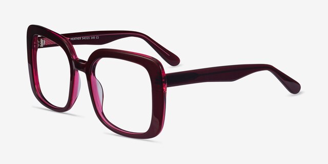 Heather Burgundy AcetateEyeglass Frames from EyeBuyDirect, Angle View