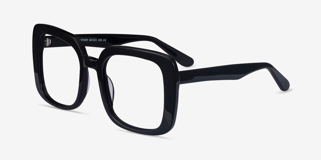 Heather Noir AcétateMontures de lunettes de vue d'EyeBuyDirect, Vue d'Angle
