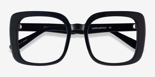 Heather Noir AcétateMontures de lunettes de vue d'EyeBuyDirect, Vue Rapprochée