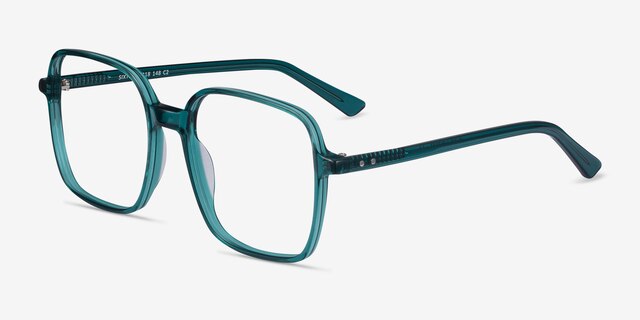 Sixto Teal AcetateEyeglass Frames from EyeBuyDirect, Angle View