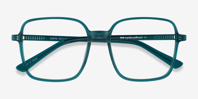 Sixto Teal AcetateEyeglass Frames from EyeBuyDirect, Closed View