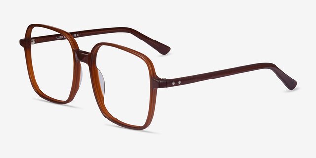 Sixto Coffee AcetateEyeglass Frames from EyeBuyDirect, Angle View