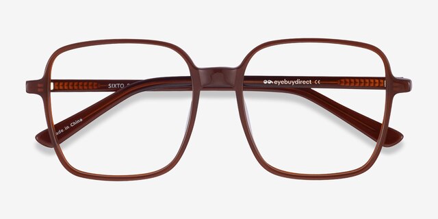 Sixto Coffee AcetateEyeglass Frames from EyeBuyDirect, Closed View