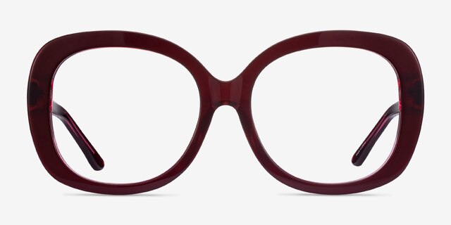 Pamela Burgundy AcetateEyeglass Frames from EyeBuyDirect, Front View