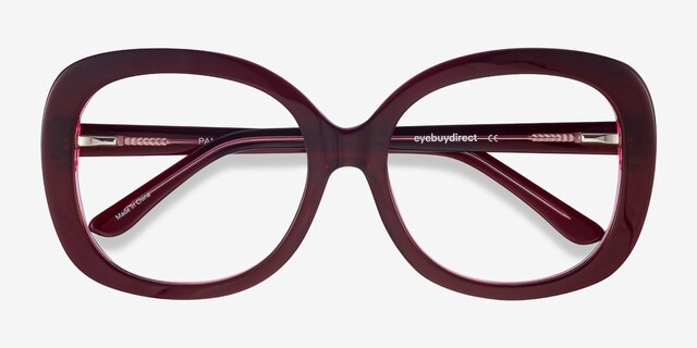 Pamela Burgundy AcetateEyeglass Frames from EyeBuyDirect, Closed View