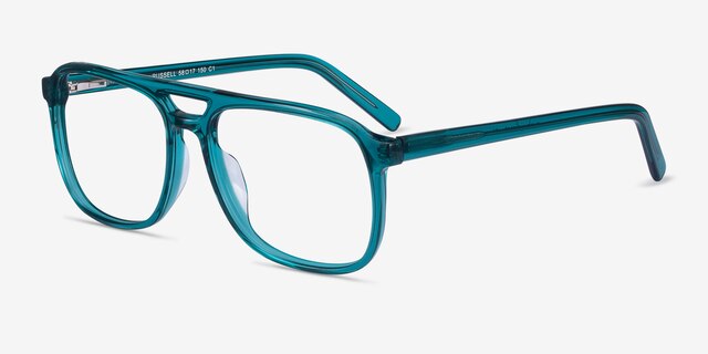 Russell Teal AcetateEyeglass Frames from EyeBuyDirect, Angle View